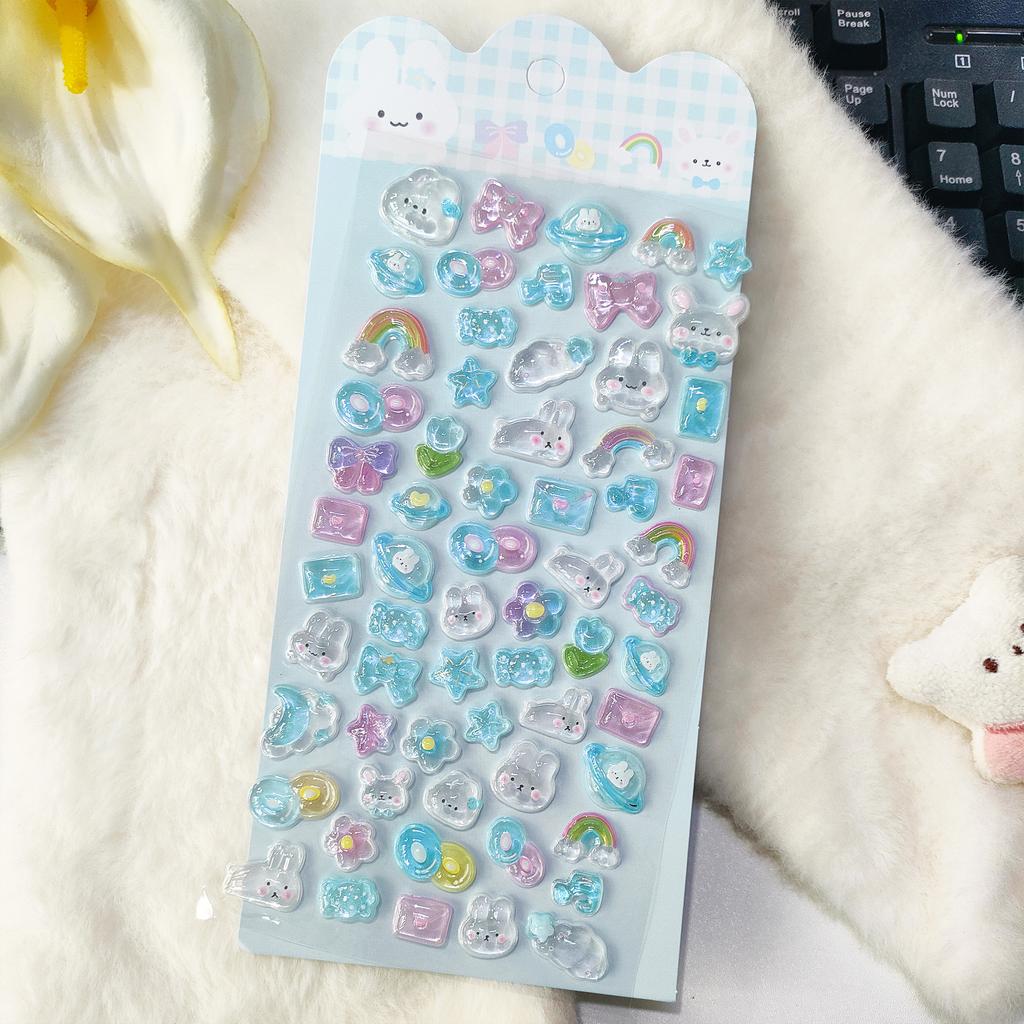 2026 3D embossed crystal cute stickers, children's reward toys, phone cases, and fun and cute decorations