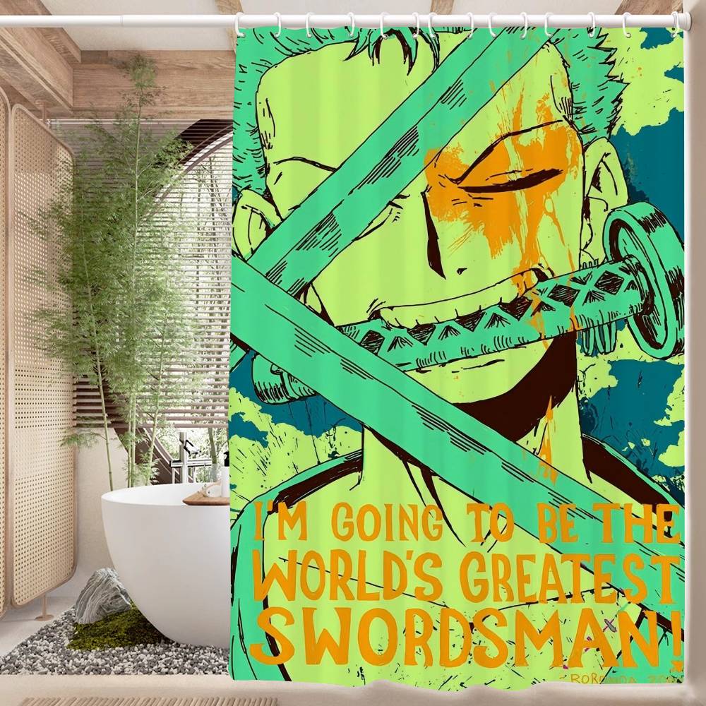 RORONOA ZORO ONE PIECE Аниме Современная Простая Занавеска для Душа Декоративная для Ванной Комнаты Полиэстеровая Занавеска для Душа С Крючками