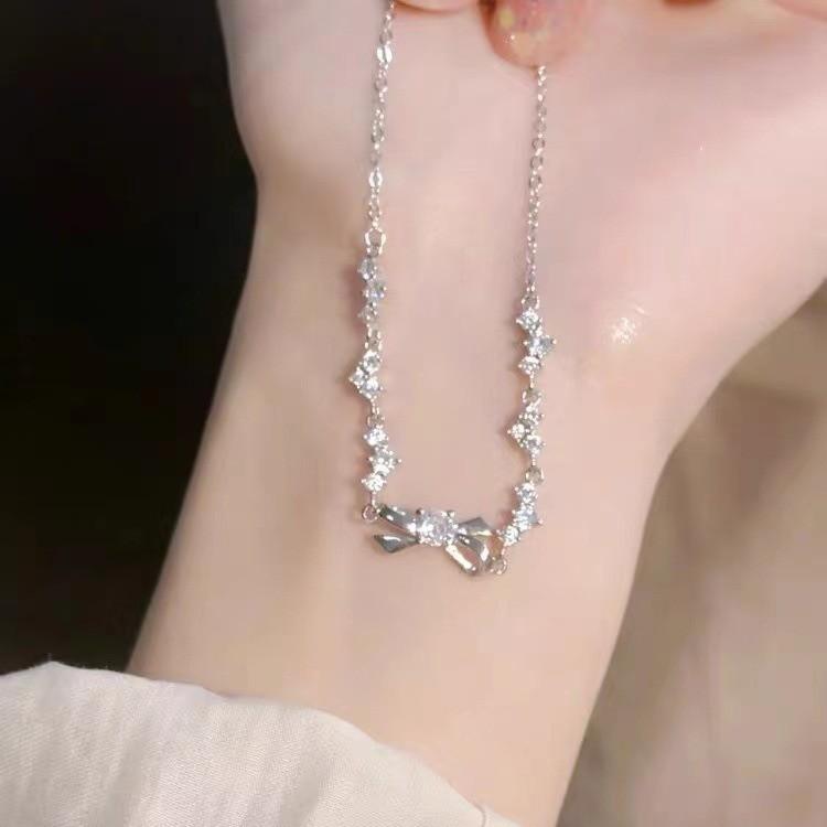 Highend Bowknot Bracelet For Women Summer Geometric Copper Jewelry With Rhinestones