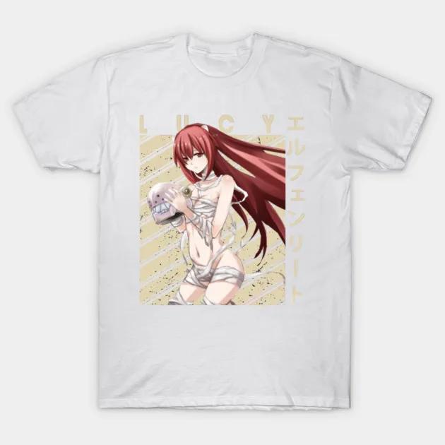 Elfen Lied Одежда с принтом Персонажа Одежда на весь год Оверсайз Новая модель Футболка Одежда с принтом Y2k Короткий рукав Классическая футболка