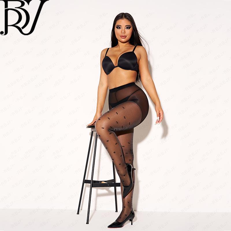 Женские летние серебристо-черные колготки в горошек - удлиненные, тонкие, антизацепляющие, сексуальные черные шелковые