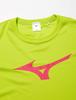 Mizuno Training Wear Short Sleeve T-Shirt with Big Logo, Moisture-Wicking, Quick-Drying, 32JA8155, Lime Green x Magenta, Size M (Japan)