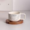 Ретро элегантная керамическая кофейная чашка Оригинальный дизайн Чашки для послеобеденного чая Деревянные подставки Офисные стаканы для воды Кружки для молока Посуда для напитков