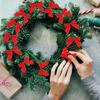 50/100Pcs Christmas Decor Christmas Tree Bow 5.5CM Red Velvet Bow Xmas Tree Ornaments Home New Year 2025 Navidad Decoration