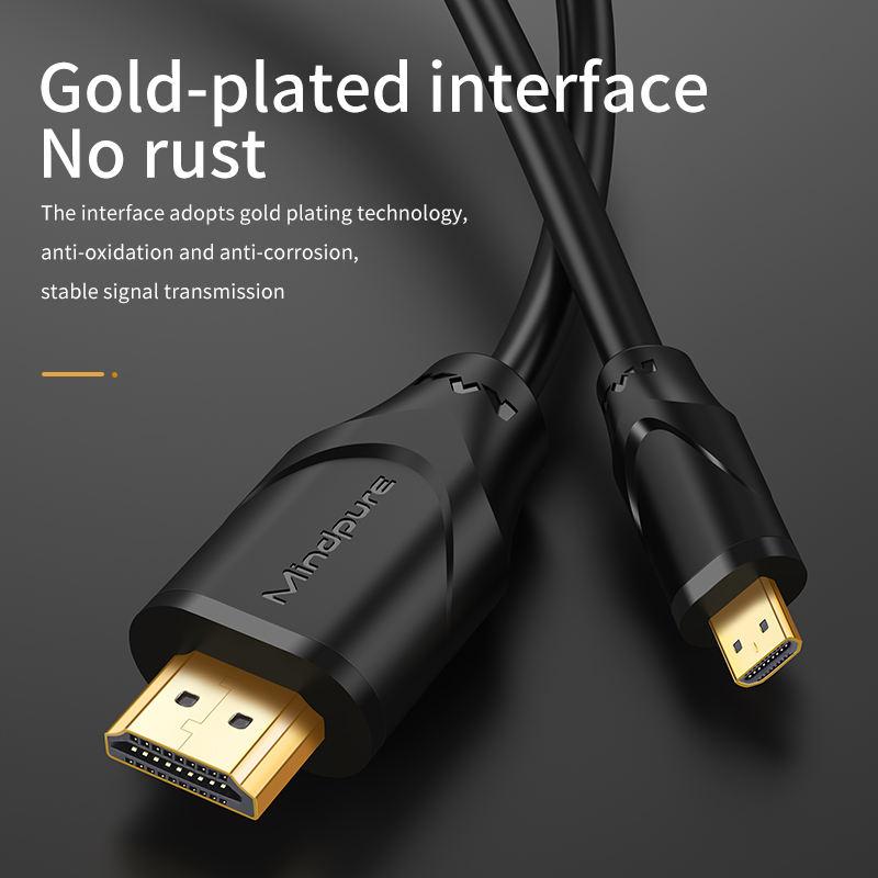 MINDPURE AD015 2m 4K 60Hz HDMI to Micro HDMI Male to Male Adapter Cable for Camera/Tablet/Laptop