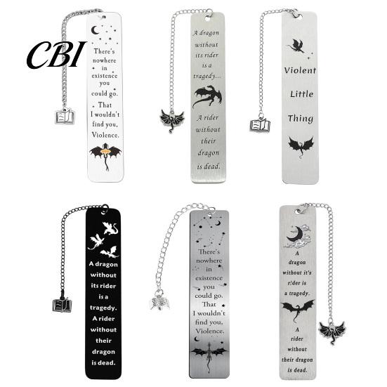 Unique Animal Bookmark Pterosaur Bookmark, Stainless Steel Fourth Wing Design Page Marker with Smooth Polished Black Tassel, Literary Gift for