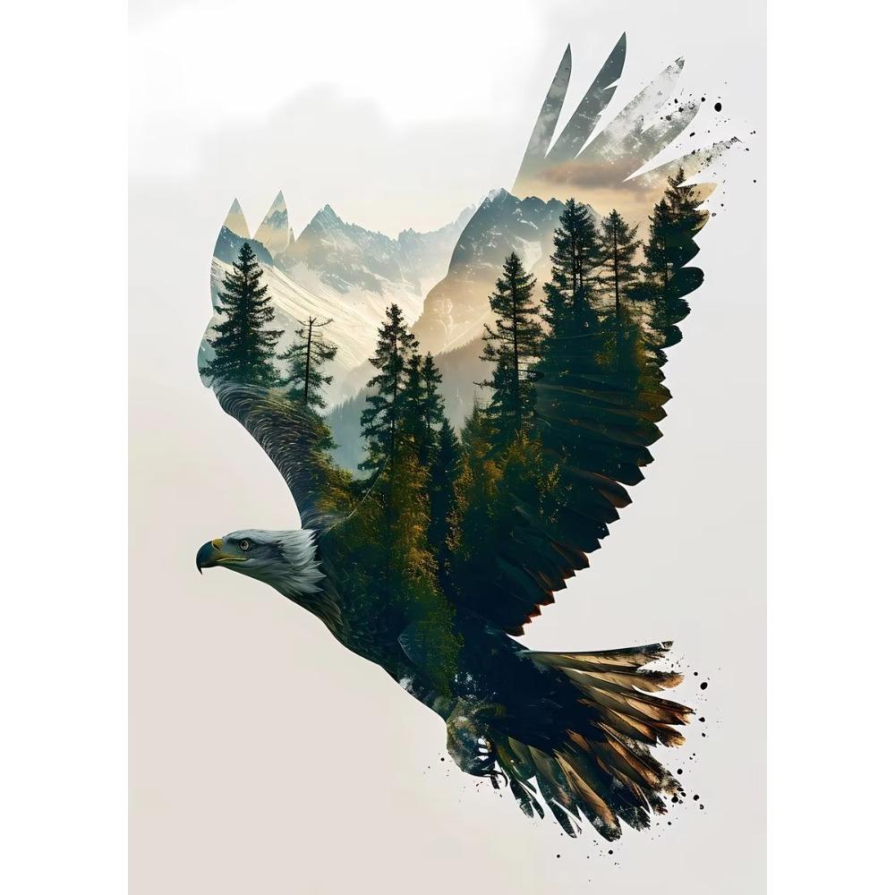 Animal and Forest Poster Eagle Wolf Tiger Lion Cat Panda Fox Tree Canvas  for Living Room Home Decor Wall Art Mural