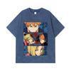 275 GSM Washed T-shirts 100% Cotton Haikyu V9 Dumpster Battle Print Unisex Heavy Cotton T Shirt