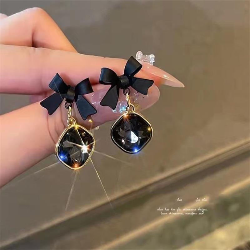 Fashion Black Bow Dangle Earrings for Women's Earrings Jewelry Girl Gift Brincos
