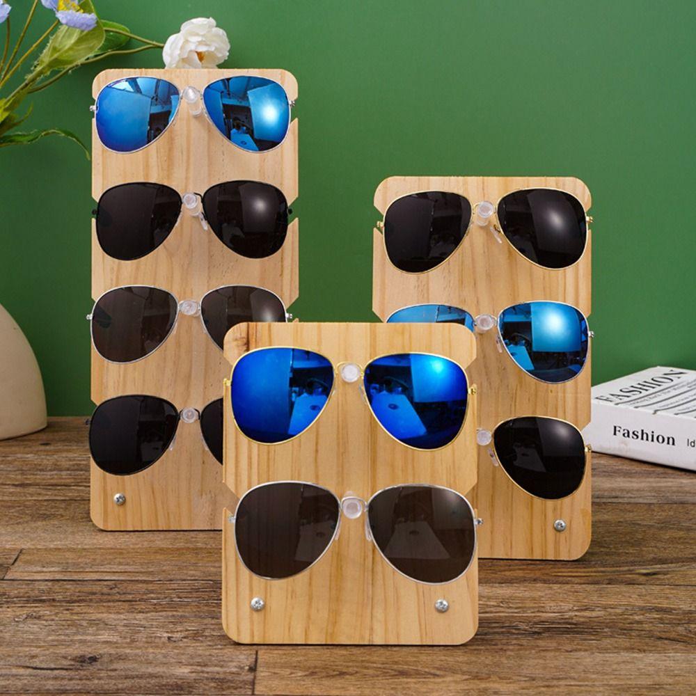 Holder Sunglass Display Rack Glasses Frame Tray Eyeglasses Organizer Shelf Solid Wood Stand