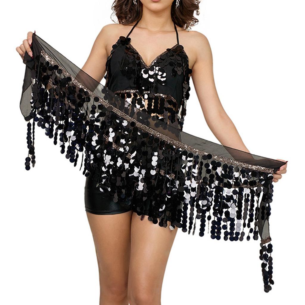 2 Pieces, Bra With Sequined Tassels, Fringed Top, Belly Dance Skirt, Carnival, Club, Costumes