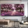 Watercolor Sakura Tree and Flower Oil Painting On Canvas Nordic Poster Wall Art Picture Living Room Home Decoration No Frame
