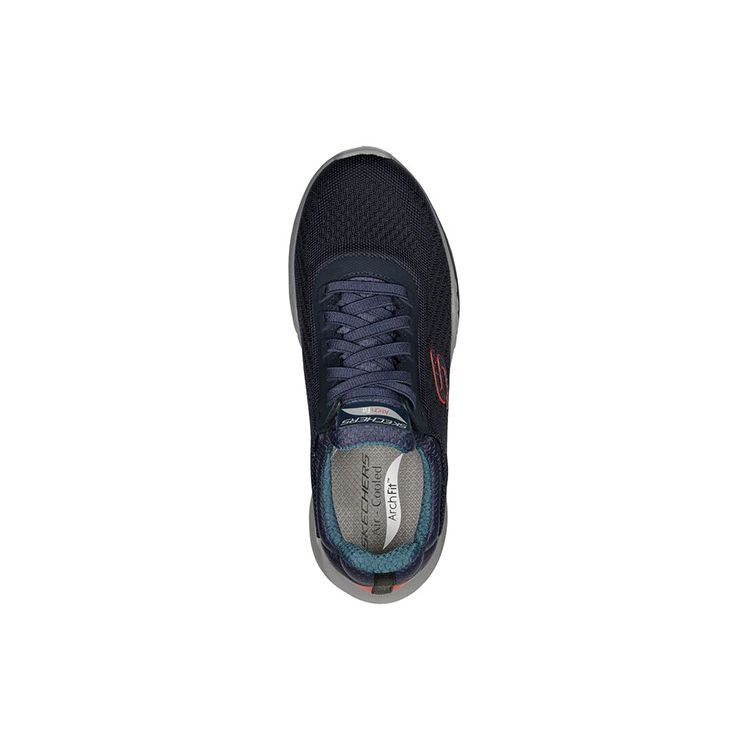 Skechers Arch Fit Orvan-Trayver Удобная Ткань Низкие Повседневные Беговые Кроссовки Мужские кроссовки Синий 210434-DKNV