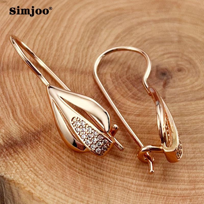 SIMJOO 585 серьги из розового золота темперамент длинные серьги уникальные капли воды