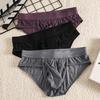 Men Briefs Mid-rise Side Opening Design Tight Cut Panties Solid Color Ice Silk Thin Perspective Breathable Smooth Underwear