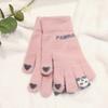 Autumn and Winter Korean Five Finger Gloves Knitted Gloves Touch Screen Gloves Student Thick Cartoon Panda Cute Gloves