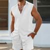 Fashionable Men's Casual Collar Cardigan Vest Shorts Men's Summer Set