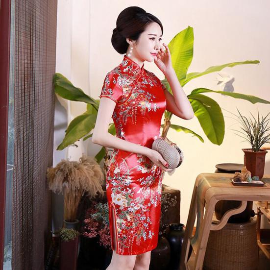 Летний Cheongsam с пряжками на бедрах, длиной до колена, в китайском стиле, летняя тонкая женская одежда Qipao