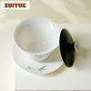 160ml Jade Mud Hand-painted Bamboo Gaiwan Antique Tea Tureen Tea Bowl With Lid Kit Tea Maker Cover Bowl Kung Fu Tea Set Craft