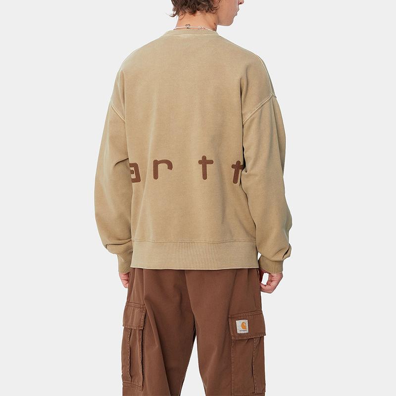 Carhartt WIP FW24 Фетровая надпись Свитшот Свободный крой Длинный рукав Круглый вырез Мужские свитшоты Хаки I034041-2J8-GD