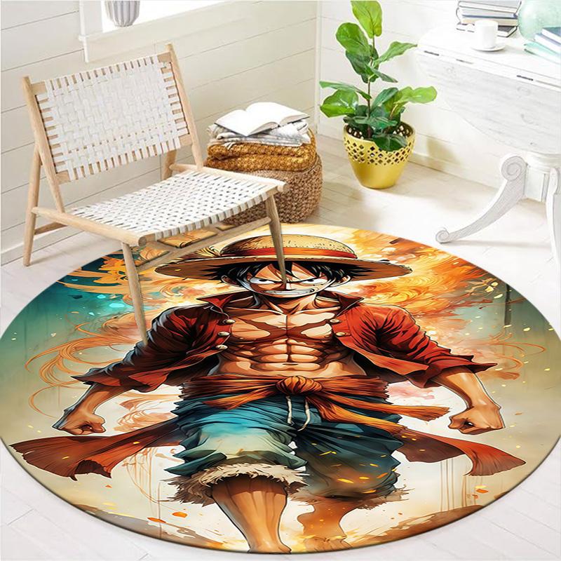 Ковер круглый с изображением Манки Д. Луффи из One Piece, ковер для гостиной, спальни, дивана, игровой комнаты, нескользящий коврик