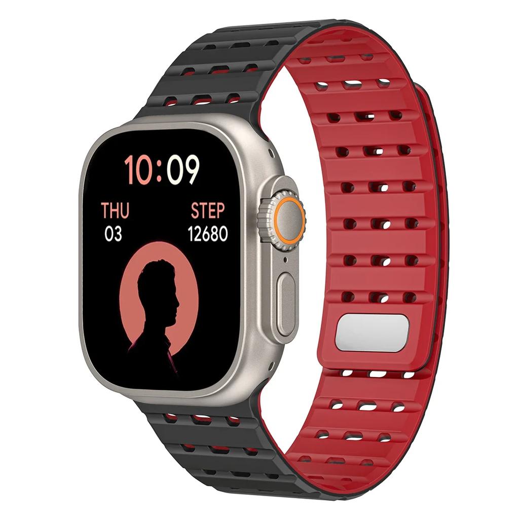 Силиконовый магнитный ремешок для Apple Watch 38 мм 40 41 42 44 45 49 46 мм спортивный дышащий браслет iWatch ultra3 s-11 10 9 8 7 6 5