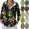 Women's Fashion Casual Sweater Button-Up Print Cardigan  Hooded Jacket
