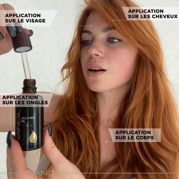 Huile de Jojoba Nanoil– huile de jojoba naturelle, pressée à froid et non-raffinée pour les soins du visage, du corps et des cheveux
