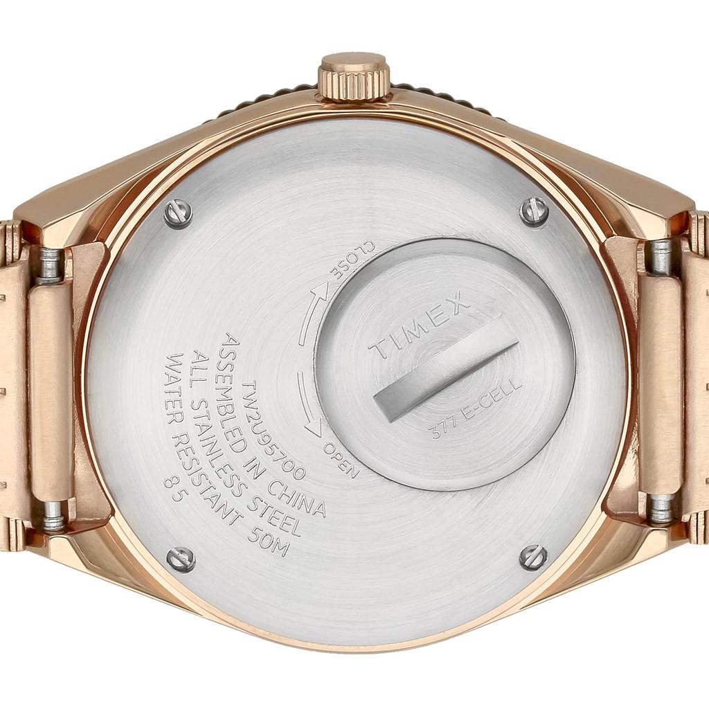 TIMEX Q TW2U95700 Кварцевые часы Кремовый циферблат Винтажный стиль Браслет из нержавеющей стали