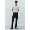 H M sliM Fit Cotton Twill Trousers Dark Grey