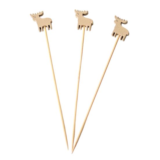 100PCS Cocktail Picks, Christmas Theme Disposable Fruit Tags, Bamboo Food Picks Toothpicks, for Fruits Desserts Cocktails Burgers