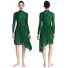Women Sparkly Sequins Modern Lyrical Dance Dress Long Sleeve Irregular Hem Dresses Performance Costume