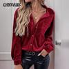 Spring and Autumn Women's Tops Solid Color Shirt Collar Long Sleeve Single Breasted Shirt