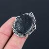 Овальный Черный Турмалин Необработанный Самоцвет Стерлинговое Серебро Жена Кольцо для Наслоения Размер 6