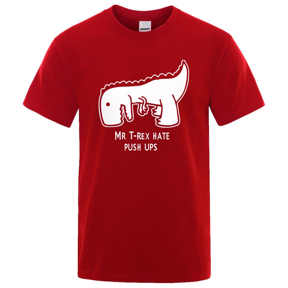 Футболка из хлопка Cool Men Women с принтом Tea Rex Funny Cartoon с коротким рукавом Футболка Mr Trex Hate Push Ups