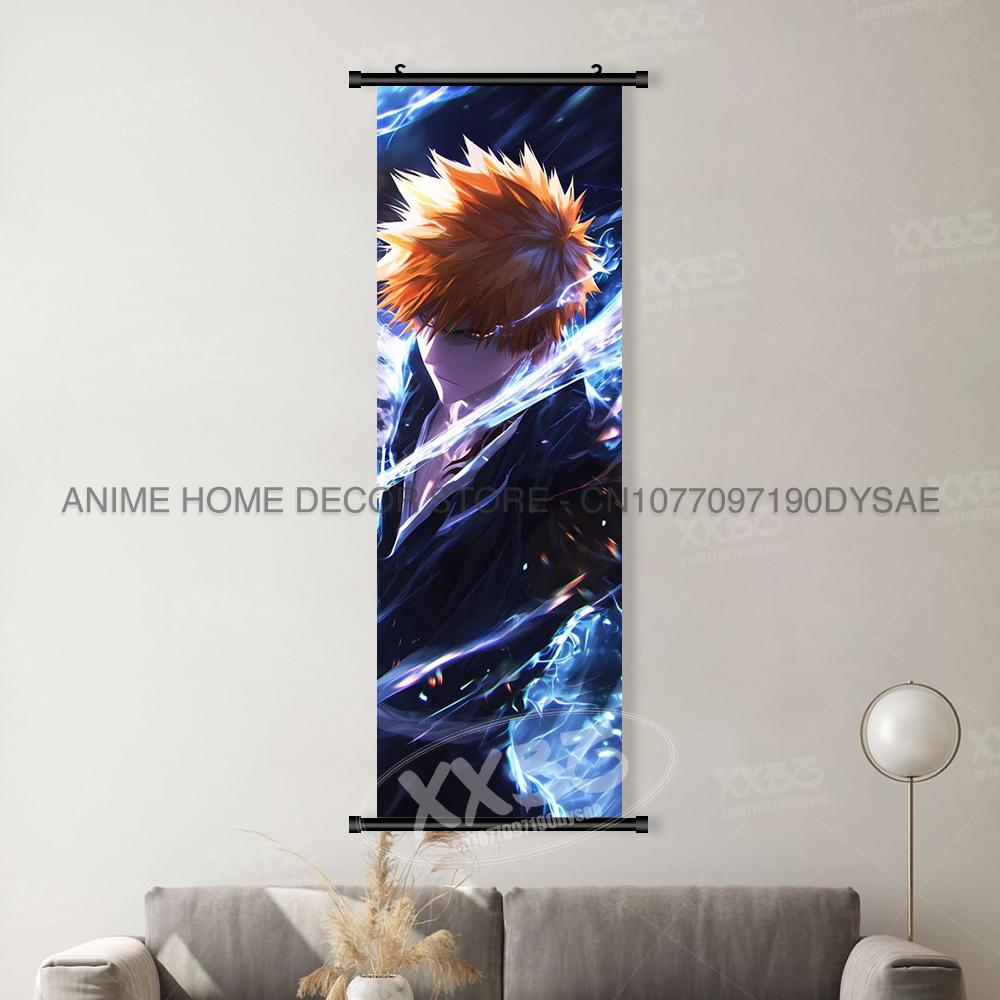 BLEACH Аниме Декор Комнаты Постеры Настенное Искусство Обои Подвесная Картина Персонаж Куросаки Ичиго Домашний Декор Свитки Картины