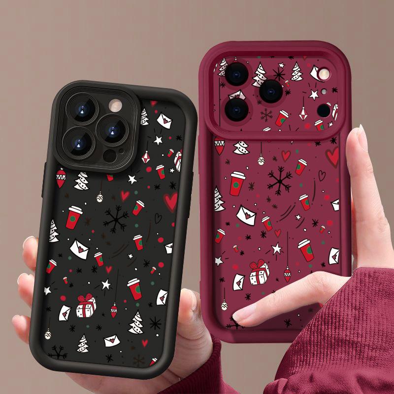 Рождественский Подарок Печать Чехол Для Телефона Для iPhone 17 Pro 16e 16 15 14 13 12 Pro Max 11 Мягкий Силиконовый Чехол Для iPhone 15 16 Plus 17 Air