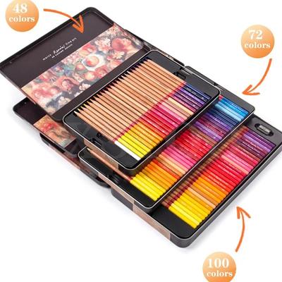 Набор цветных карандашей в металлическом футляре 36/48/72/100/120 цветных масляных карандашей для студентов-художников, принадлежности для рисования