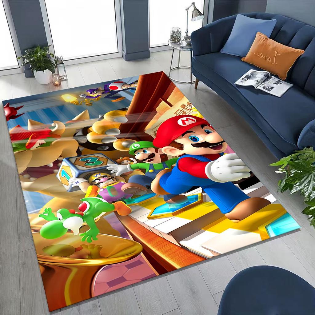 2026 New Retro Mario Cartoon Gift Rug for Bedroom Living Room Sofa Home Doormat Decor, Large Kids Play Non-slip Floor Mat