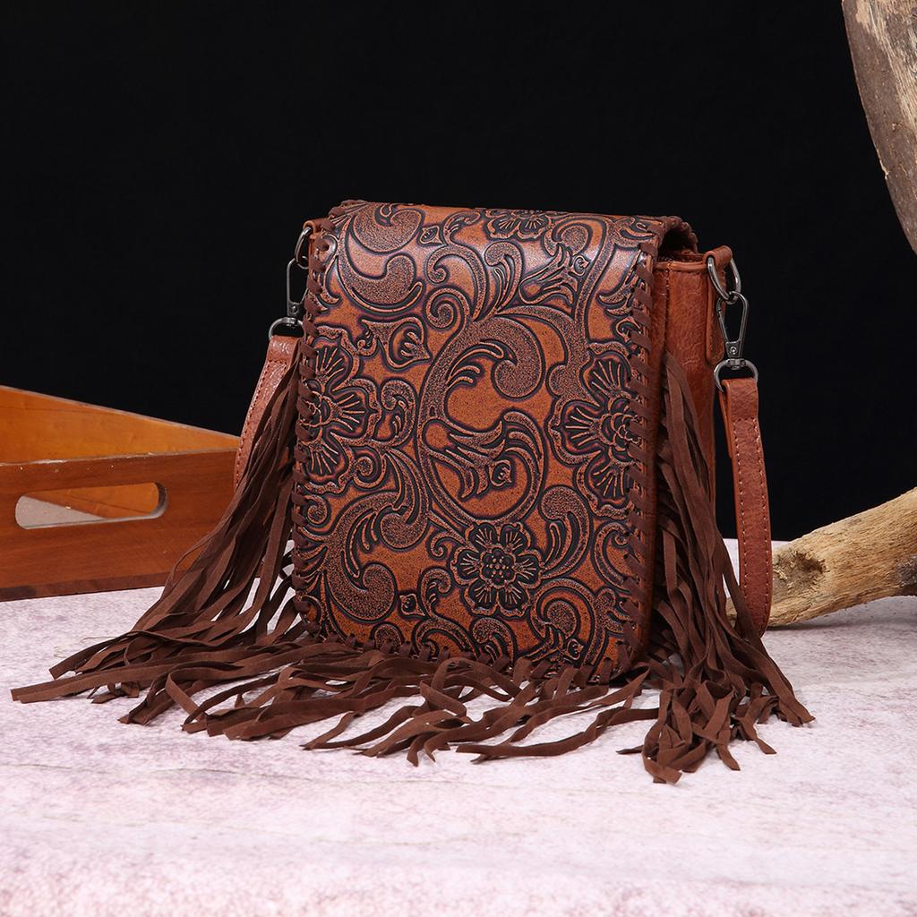 Vintage Print Boho Style Carving Single Shoulder Crossbody Bag for Women