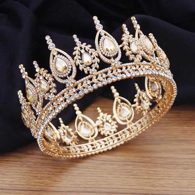 Royal Queen King Round Diadem Gorgeous Crystal Bridal Tiaras And Crowns Wedding Hair Jewelry Bride Head Ornaments Party Prom