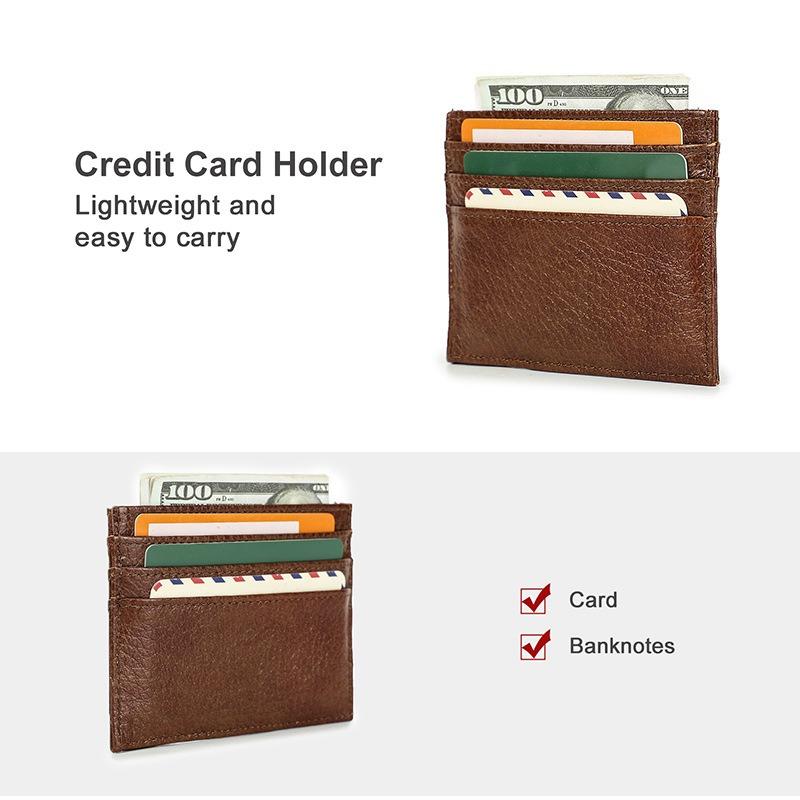 Футляр для карт OEM Натуральная коровья кожа Зажим для карт Картхолдер Тонкий Многокарточный RFID Слип для карт Поколение