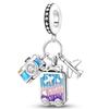 Charms Beads 925 Silver Pink Perfume Bottle Letter Luminous Firefly Tarot Card Beads Fit DIY Bracelets Jewelry