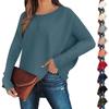 Women's Long Sleeve Drop Shoulder Sleeve Oversized Pullover Knit Loose Pullover Top