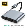 Телефон ПК USB 3.0 4K 60 Гц Расширение экрана USB C Хаб Type-C на двойную HDMI Док-станция