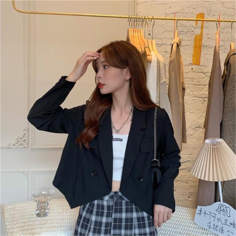 Костюм Пальто Женский Весенне-Осенний Новый Корейский Модный Короткий Пальто Женский Модный Повседневный Блейзер Куртка