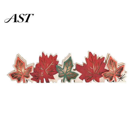 Lighted Fall Decorations for Home Thanksgiving LED Tabletop Decor, Maple Leaf Harvest Themed Wooden Desktop Centerpiece Centerpiece, Autumn