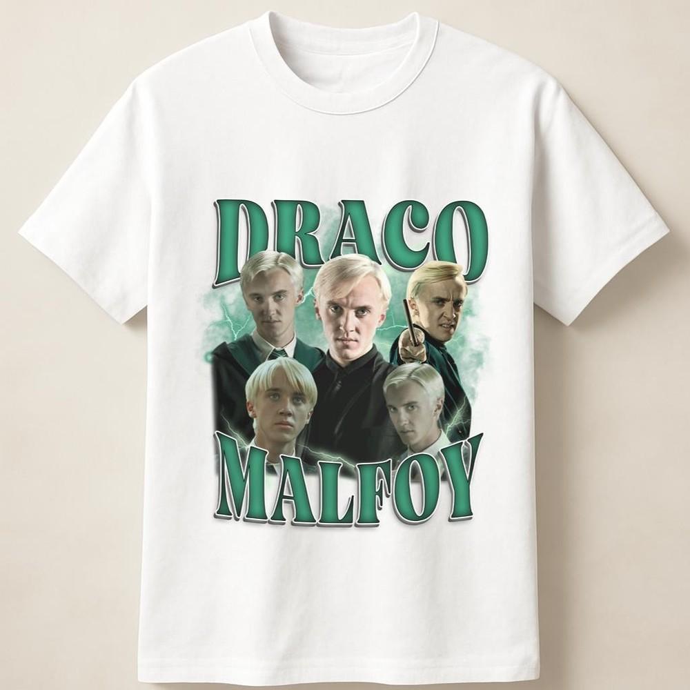 Draco Malfoy Collage Design With Green and Black Magic Style Unisex T Shirt Unisex T-Shirt