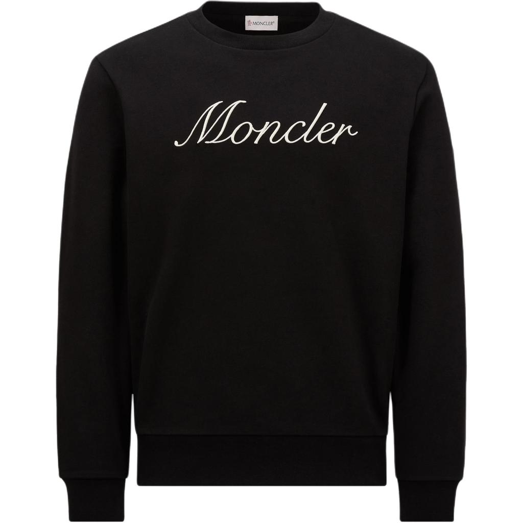 Moncler FW24 Letter Print Crew Neck Long Sleeve Pullover Sweatshirt Men sweatshirt Black K1-091-8G00033-89AUJ-999