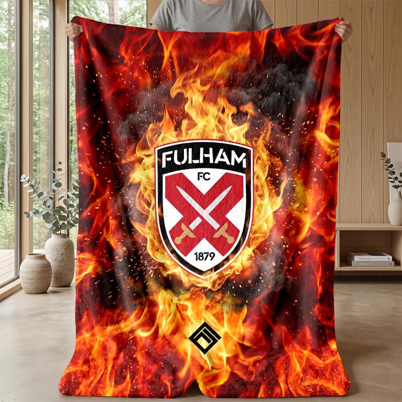 Fulham Football Print Flannel Blanket, Soft Warm Lightweight Throw Blanket for Sofa Bed Camping